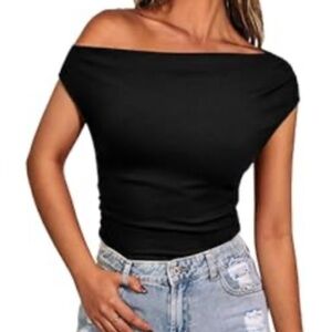 Chic Off-Shoulder Black Crop Top